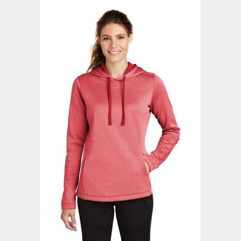 Ladies PosiCharge ® Sport Wick ® Heather Fleece Hooded Pullover Thumbnail