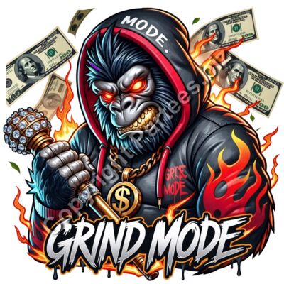 Grind Mode Gorilla: Streetwear Hustle Graphic Tee Thumbnail