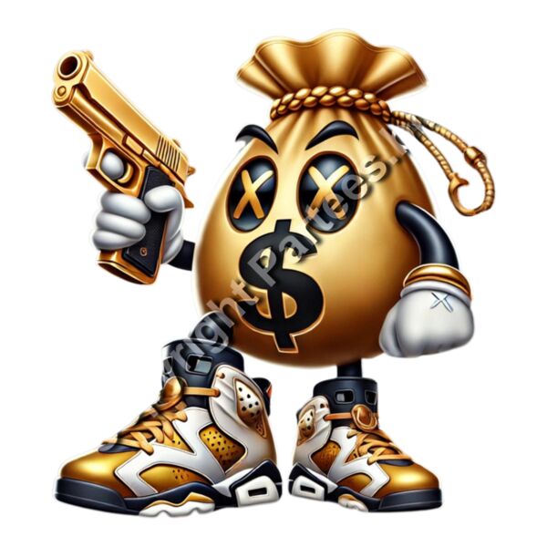 gold-money-bag-mascot-crown-gun-tshirt-design.jpg Thumbnail